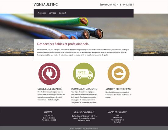 Modèle de site pour électricien